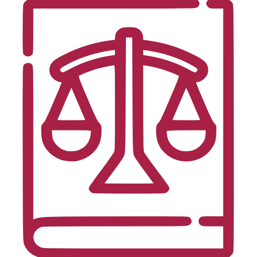 Das Icon zeigt eine Waage auf einem Buch.