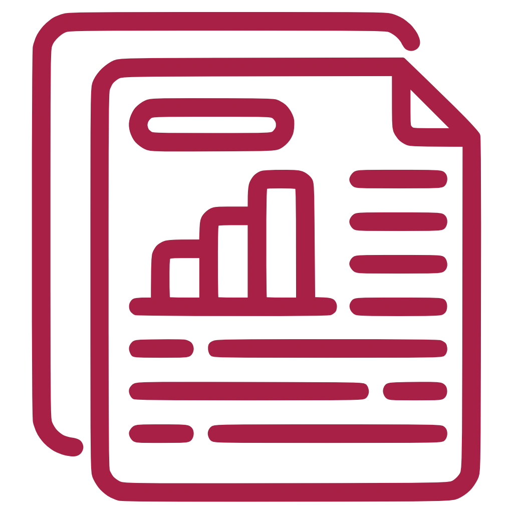 Das Icon zeigt zwei übereinanderliegende Dokumente mit Diagram.